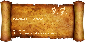 Vermes Fodor névjegykártya